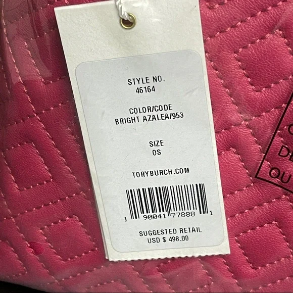 Tory Burch Fleming Small Quilted Leather Tote - Bright Azalea - Picture 6 of 6